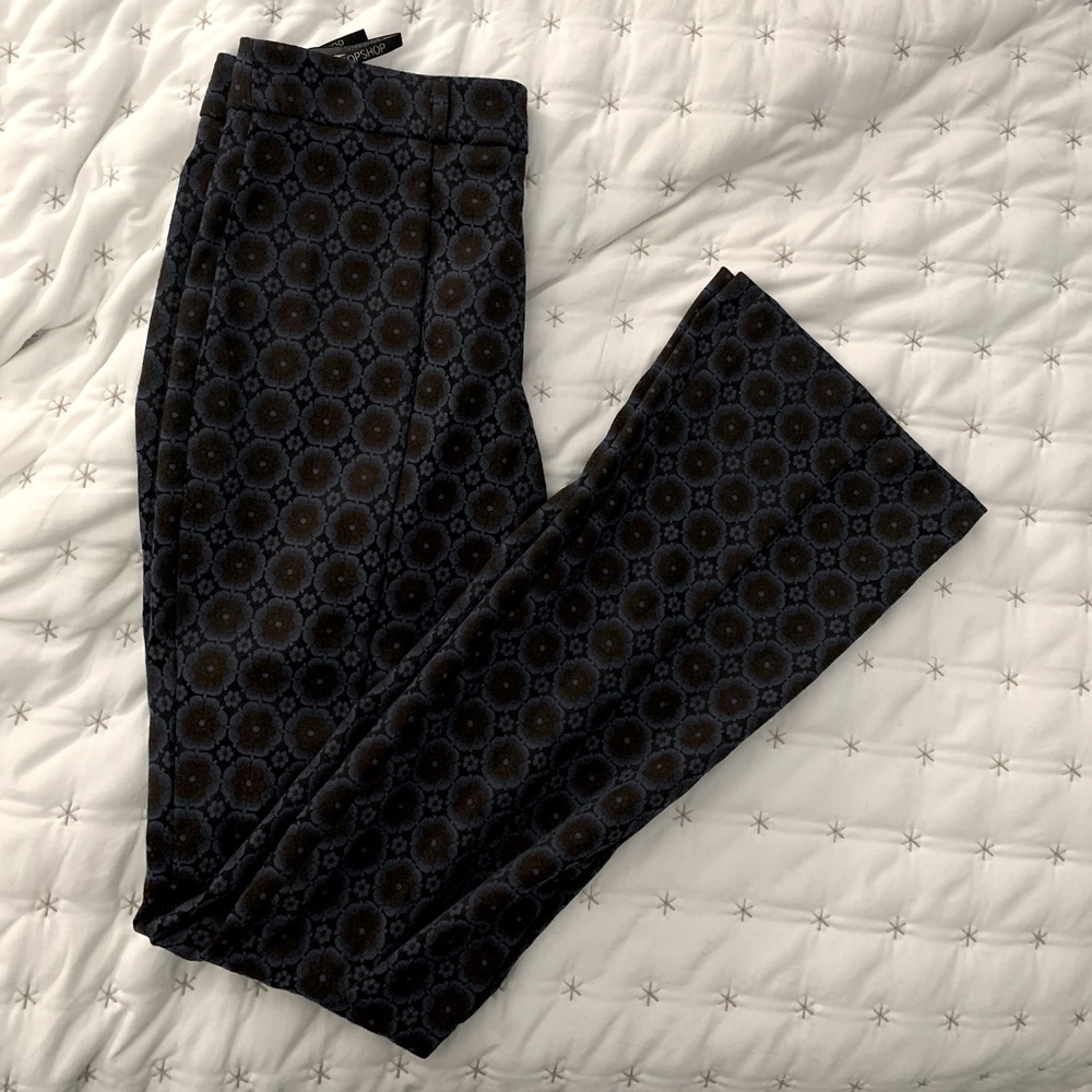 Blue flower power Topshop fit flare slacks